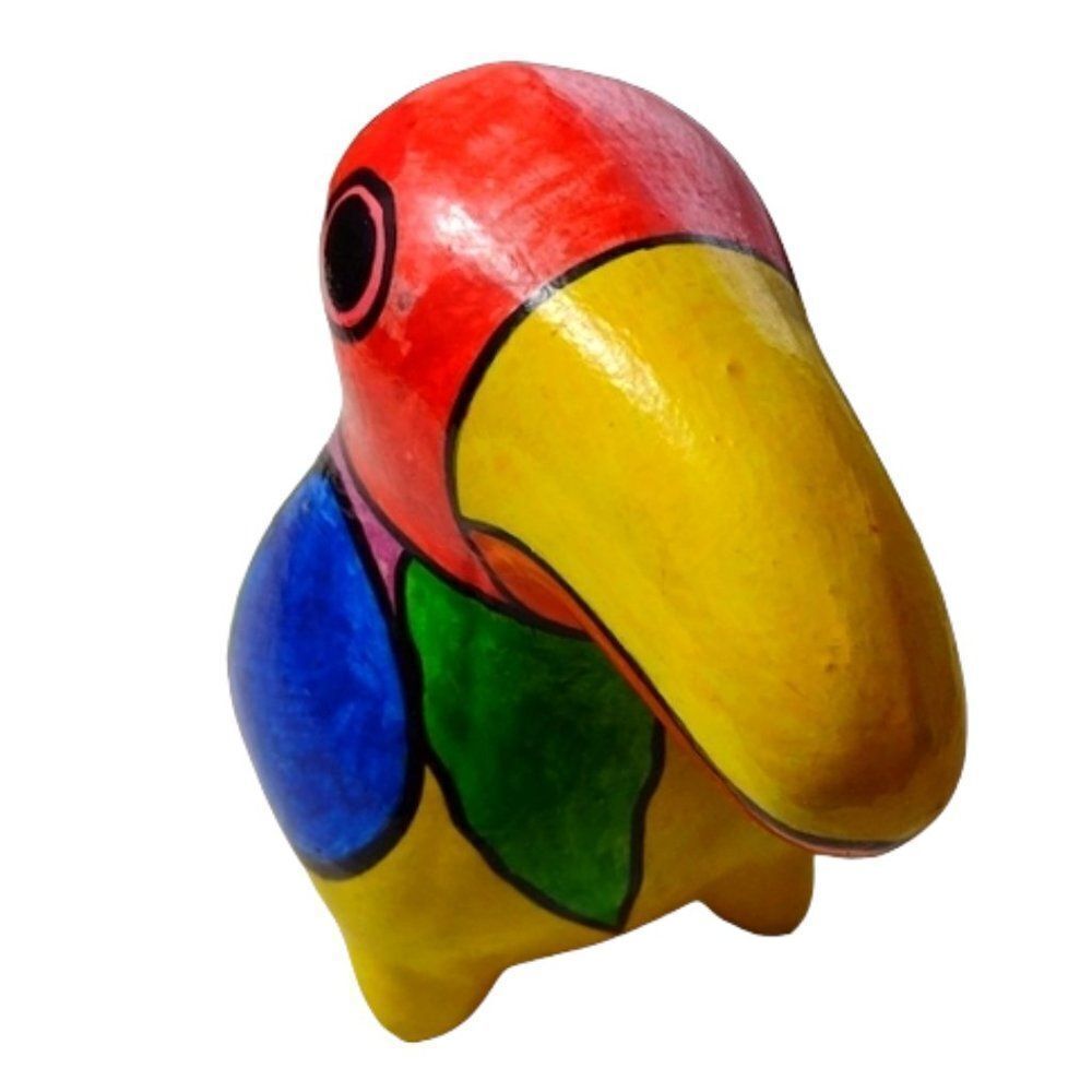 Mexican Pottery Art Toucan Bird Colourful Artisan Hand Painted Folk Art Bohemian